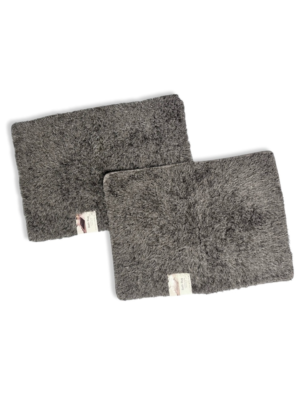 Nedia Home Shag Bath Rug Non-Skid Microfiber Dark Gray Set of Two NWT